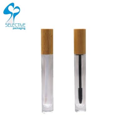 China Personal care glass mascara with bamboo brush for sale