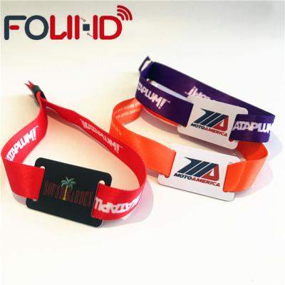 China Passive NFC Forum Type - 2 Tag Disposable Ndef Nfc PVC Woven Wristband Custom for sale