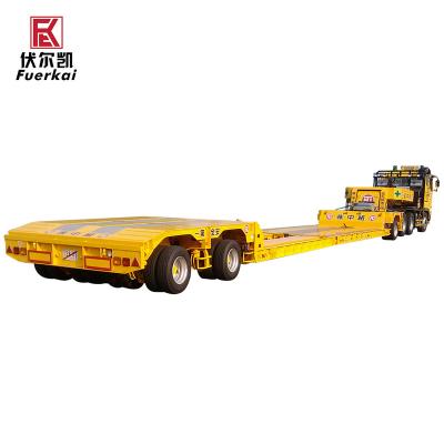 China Multi-fuction Truck Trailer 1+2 Gooseneck Lowboy Platform Trailer For Heavy Duty Precise Implements Hauler for sale