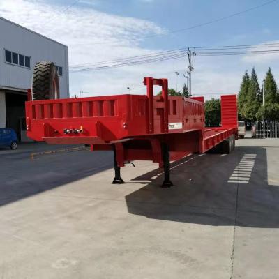 China Truck Trailer 3 Axles 40 80 100 Ton Payload Gooseneck Excavator Transport Lowbed Low Bed Semi Truck Trailer for sale