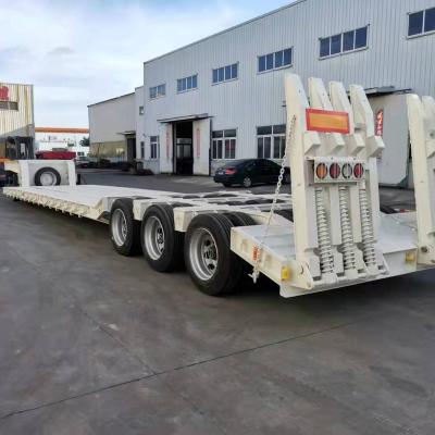 China Heavy Duty 3 Axle Low Bed Truck Trailer Factory Trailer 60 80 100 Ton Low Bed Lowbed Truck Semi Trailer for sale