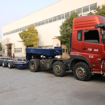 China Truck Trailer 3 Axle Transport Stake Manufacturer Farm Tractors Excavators Low Drop Platform Bed Lowboy Semi Trailer for sale