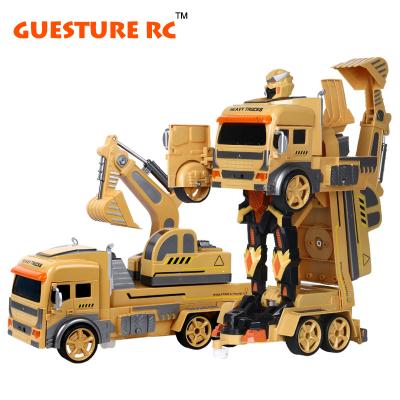 China New arrival RC model rc excavator toy electric rc car rc car gesture digger feeling control car trasformation for sale