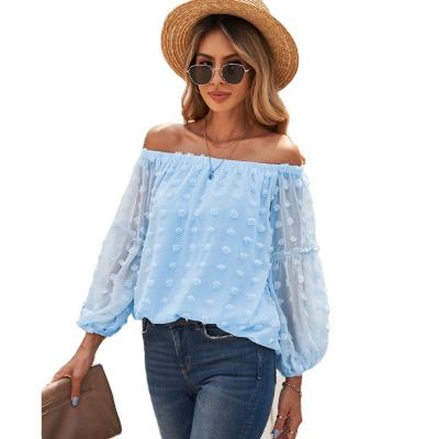 China Factory Direct Sales Breathable Solid Casual Long Sleeve Blouse Off Shoulder Top Women for sale