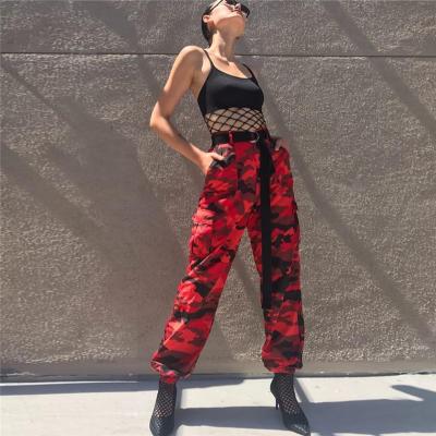 China Silvia Women Camouflage Breathable Loose Hip Hop Harem Cargo Pants Belted Camouflage Swaggy Gaiters Casual Pantsuits NO Belt for sale