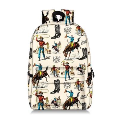 China RTS Anti-theft Multi Color Baseball Leopard Cow Sunflower Print School Bag Western Large Capacity Travel Backpack for sale