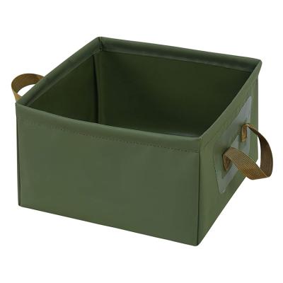 China OEM Sustainable Portable Tarp 500D Square Folding Camping Bucket Wash Basin for sale