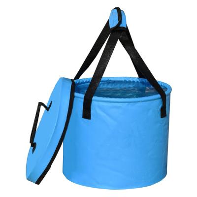 China Premium Camping Collapsible Tarpaulin Wash Bucket Folding Water Container for sale