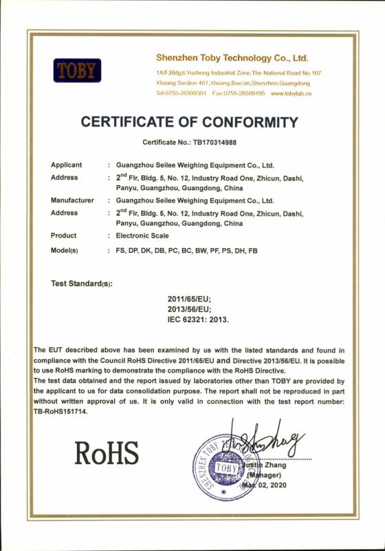 RoHS - Guangzhou Seilee Weighing Equipment Co., Ltd.