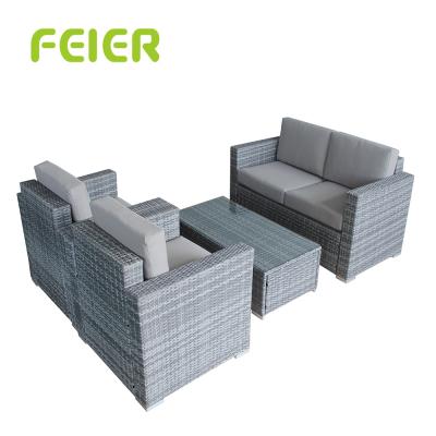 China Sectional Aluminum Rattan Sofa KD Rattan Furniture Classic Rattan Sofa A6033SF Rattan Sofa for sale