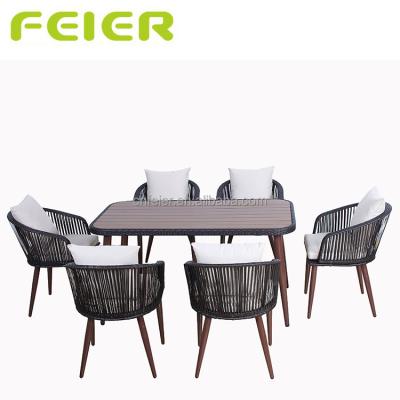 China Durable rattan dining chair and outdoor dining table set chair and wicker table set for sale