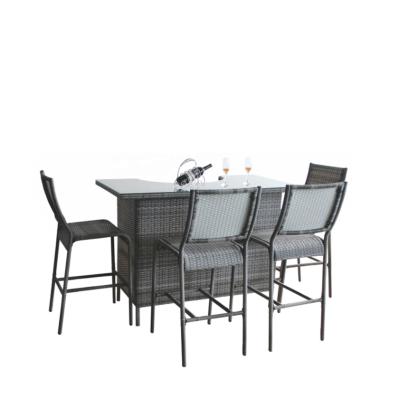 China Garden set white pe rattan outdoor patio furniture woven outdoor bar set hot sale supplier for sale