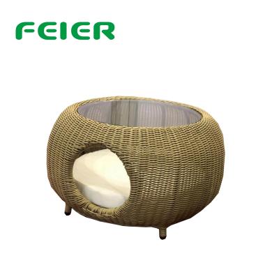 China Sustainable Rattan Cat House Pet Cages And Multifunctional Outdoor And Home Tea Table for sale