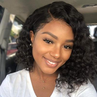 China DEEP LOOSE WAVE Cuticle Aligned Sheer Lace Front Short Human Hair Wig For Colored Women Bob Wig Pixie Curls Peruvian Wig for sale