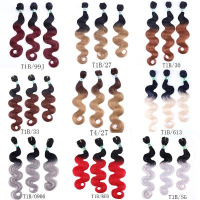 China Synthetic Body Wave Hair Weave Bundles Long Synthetic Ombre Body Wave Hair Extensions For Wholesale for sale