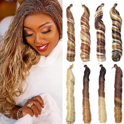 China Yaki Curly Synthetic Braiding Hair Style Loose Wavy Curly Prestretched Crochet Attachment Silky Shiny French Curls Crochet Hair for sale