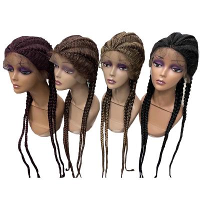 China AIFANLIDE 4 Braids T27 Braids Black T99J 27/613 T30 T613 Ready Ship Attractive Design Hand Tied Synthetic Braided Lace Front Hair Wig for sale