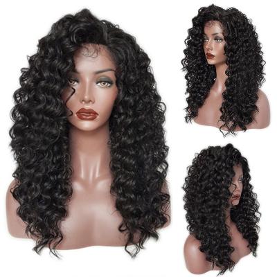 China AIFANLIDE Factory Price Curly Front Lace Up Synthetic Hair Suppliers Cheap Afro Headband Lace Up Synthetic Hair Wigs For Black Women for sale