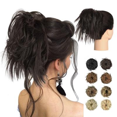 China Heat Resistant Fluffy Curly Messy Curly Hair Piece Synthetic Fiber Ponytail Ponytail Hair Scrunchies With One Elastic Rubber Band for sale