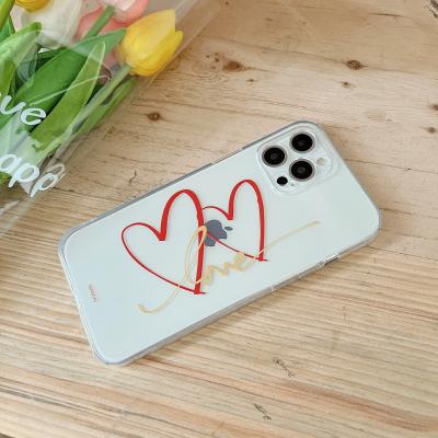 China Colorful Anti-fall Graffiti Love Double Heart DIY Design Phone Case For iPhone 12/11 TPU Cartoon Phone Case for sale