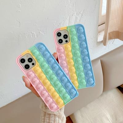 China Anti-fall Bear Phone Case Rainbow Design Bubble Wriggly Person Toy Phone Cover for iphone 11 12 pro max for sale