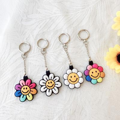 China For Airtags Sunflower Key Chain Air Tags Anti Lost Tracker Pet Key Ring Liquid TPU Silicone Cover Device Case For Airtag Apple for sale