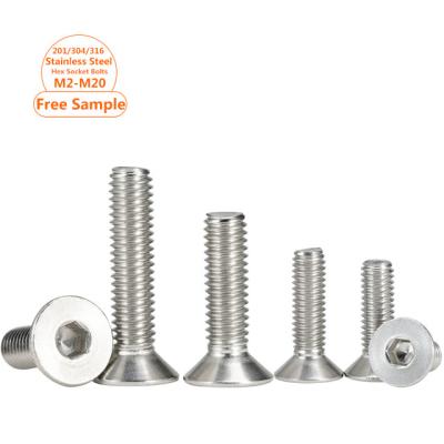 China High Quality Flat Head Cap Countersunk Screw 304 316 Din 7991 Stainless Steel Allen Bolts M2-M20 Hex Socket Head for sale