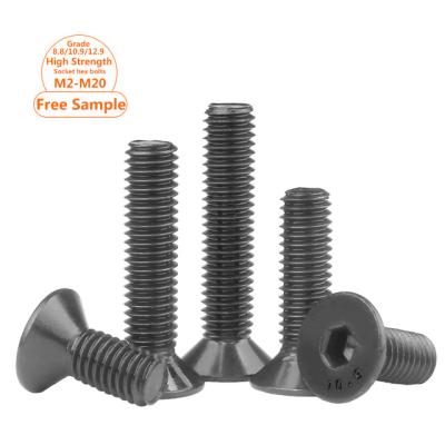 China Steel Standard Countersunk Flat Head Screws High Strength Alloy Steel Din912 Black 12.9 10.9 8.8 Hex Socket Bolt M2 M3 M5 M6 M8-M20 for sale