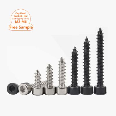 China Black SS 304 Round Hex Socket Tapping Screw Speaker Fittings Self-Drilling Screw Headed Tail Screw M2-M6 for sale