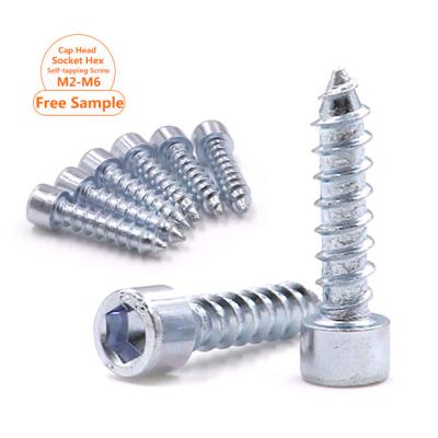 China Round Galvanized Carbon Steel Hex Socket Cap Round Head Tapping Screw M3 M4 M5 M6 Galvanized Allen Head Cap Tapping Screws for sale