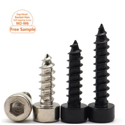 China Carbon Steel Round Nickel Plated Hex Socket Cap Round Self Tapping Screws Allen Head Cap Self Tapping Screw M5 M6 Black for sale