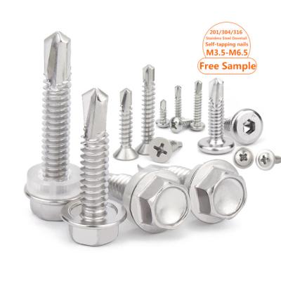 China HEX 410 Stainless Steel Self Drilling Roofing Screws Self Tapping Dovetail Shank Drilling Self - Drilling Wood Screws M3.9 M4.8 M5.5 for sale