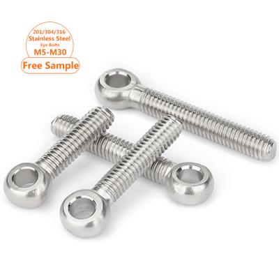 China Stainless Steel Factory Customized Lifting Noose Eye Bolt Swing Bolts Stainless Steel Round Fish Eye Screw M5 M6 M8 M10 M12 M16 M20 M24 M30 for sale