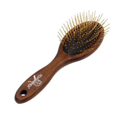 China Manufacture Sustainable Beech Plant Wooden Handle Cat Dog Hair Grooming Comb For Pet With Long Copper Needle for sale