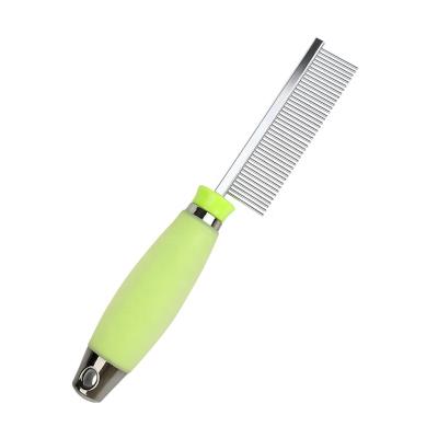 China Viable Wholesale Custom Lice Flea Comb Cleaner Factory Logo Silicone Handle Cat Metal Needle Hair Comb For Dogs for sale