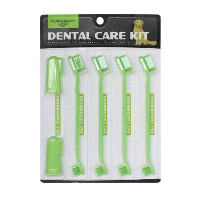 China Factory Wholesale Viable 6 in 1 Pet Cat Dog Toothbrush Dog Dental Care Set for sale