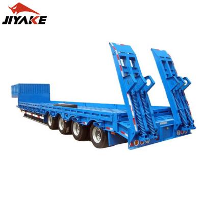 China Heavy Duty Low Loader Truck Trailer Factory Price 2/3/4 Axles Gooseneck Loader 60 80 100 Tons Flatbed Semi Trailer Lowbed Lowboy Truck For Sale for sale