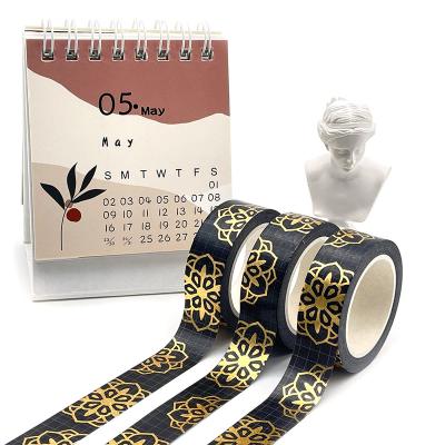 China Factory sale decorative high quality flower gold foil grid washi tape waterproof with good price for sale