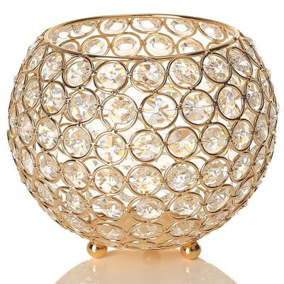 China Hot Selling Crystal Gold Bowl Candle Holder Weddings Decorations Home Decor Gifts Table Centerpieces for sale