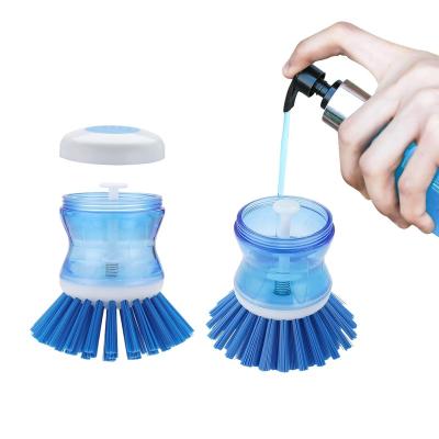 China Wholesale Cheap Portable Convenient Easy Clean Dispenser Kitchen Sink Dish Stocked Plastic Washing Brush for sale