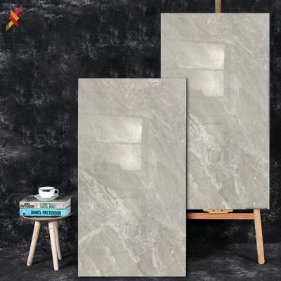 China Best Discount Lobby Modern Interior High Gloss Gray Color Decoration Marbles Non Slip Porcelain Floor Tiles Polished 600*1200 for sale