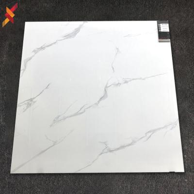 China Modern wholesale modern high gloss full glazed glazed ceramic floor tiles calacatta wall calacatta white marble look villa 800x800 for sale