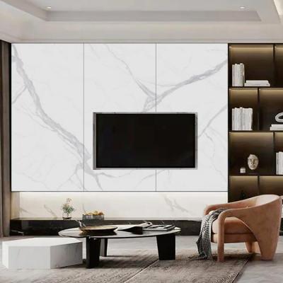 China Calacatta Design Modern White Marble Indoor Kitchen Slab Background Wall Countertops Agglomerated Stone Slab for sale