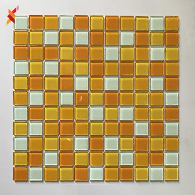 China High Quality Parquet Pool Mixed Colored Crystal Glass Mosaic Tiles For Wall And Floor for sale