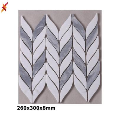 China Kitchen Wall Stone Natural Marble High Quality White Gray Marble Mosaic Tile For Bathroom for sale