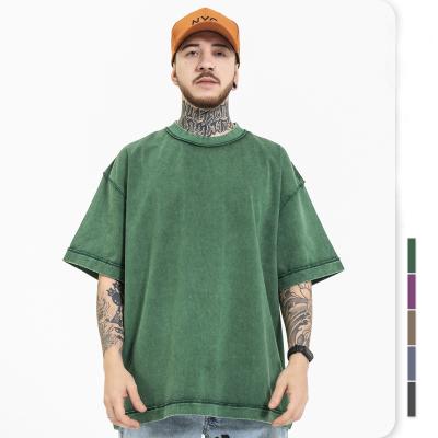 China High Quality Heavy Cotton Loose Mens Streetwear Vintage Casual T-Shirt Anti-Shrink for sale