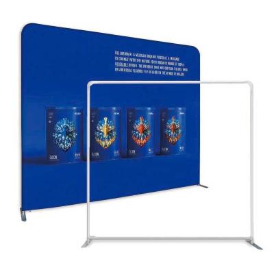 China Portable Free Design Wedding Metal Stand Photo Booth Marketing Tension Fabric Backdrop Standee for sale