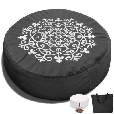 China Hot Sales Anti-bacteria Meditation Cushion Buckwheat Yoga Bolster Around Pillow Black Meditation for sale