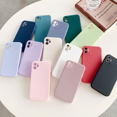 China Luxury Classic Square Edge Soft TPU Anti-drop Candy Color Case For iPhone 12 11 pro XS XR Se 2020 Max Cover Shockproof Phone Case Fundas for sale