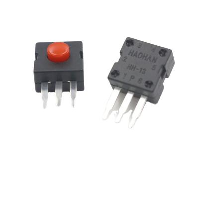 China HH13-213-P16Z-9.5H Cylinder Foot 3 Pin Right Pin Red Button Shape Led On-Off Push Button Switch for sale